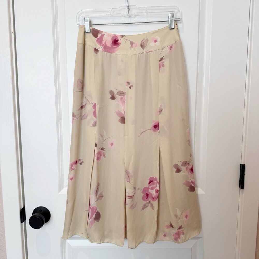 Rena Rowan Womens Vintage Silk Pleated Midi Skirt Size 4P‎ Fairy Y2K Cottagecore